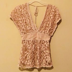 Forever 21 Nude Lace Top